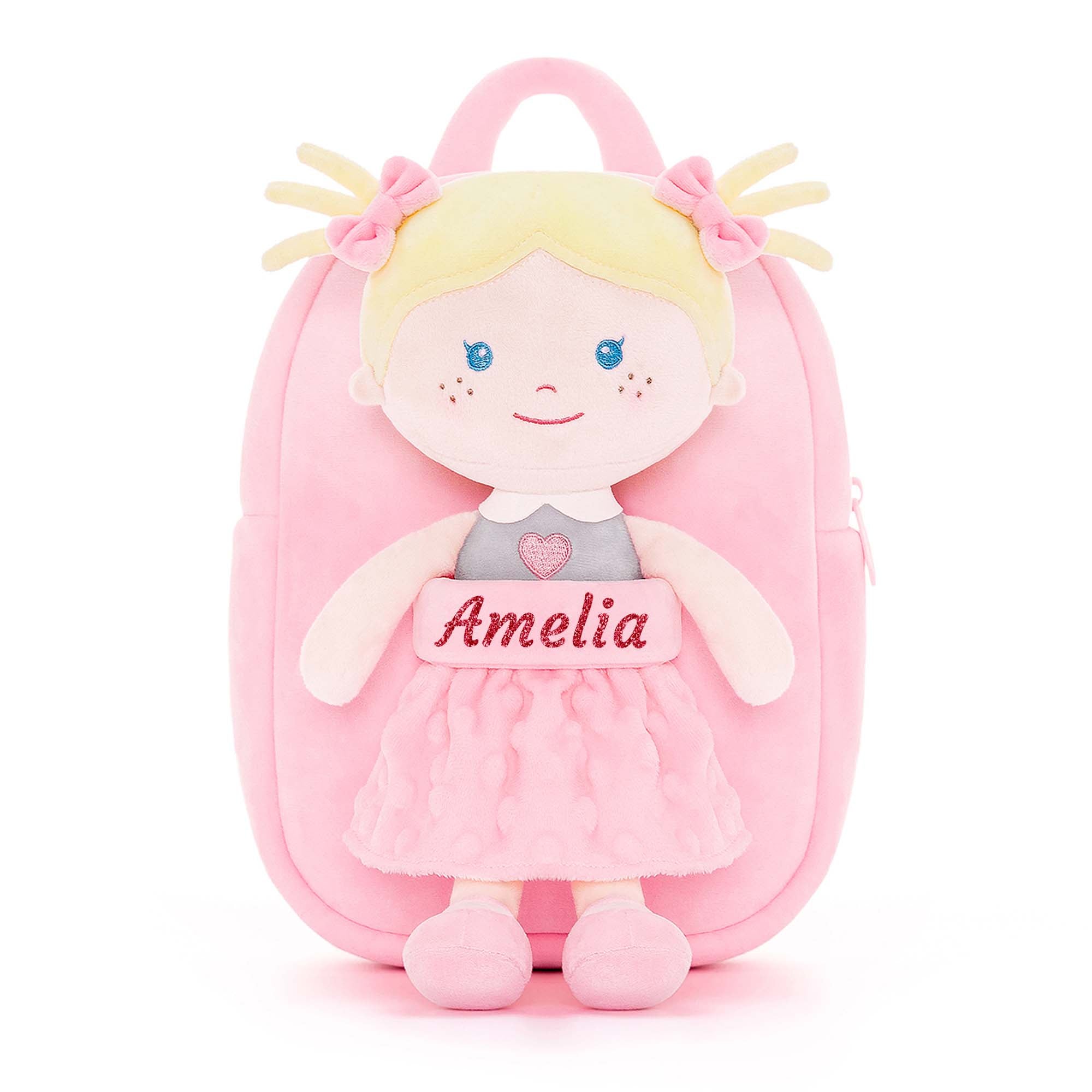 Onetoo 9-inch Personalized Girl Backpacks Girls Gift Polka Dot Series Dolls Backpack Pink Bubble