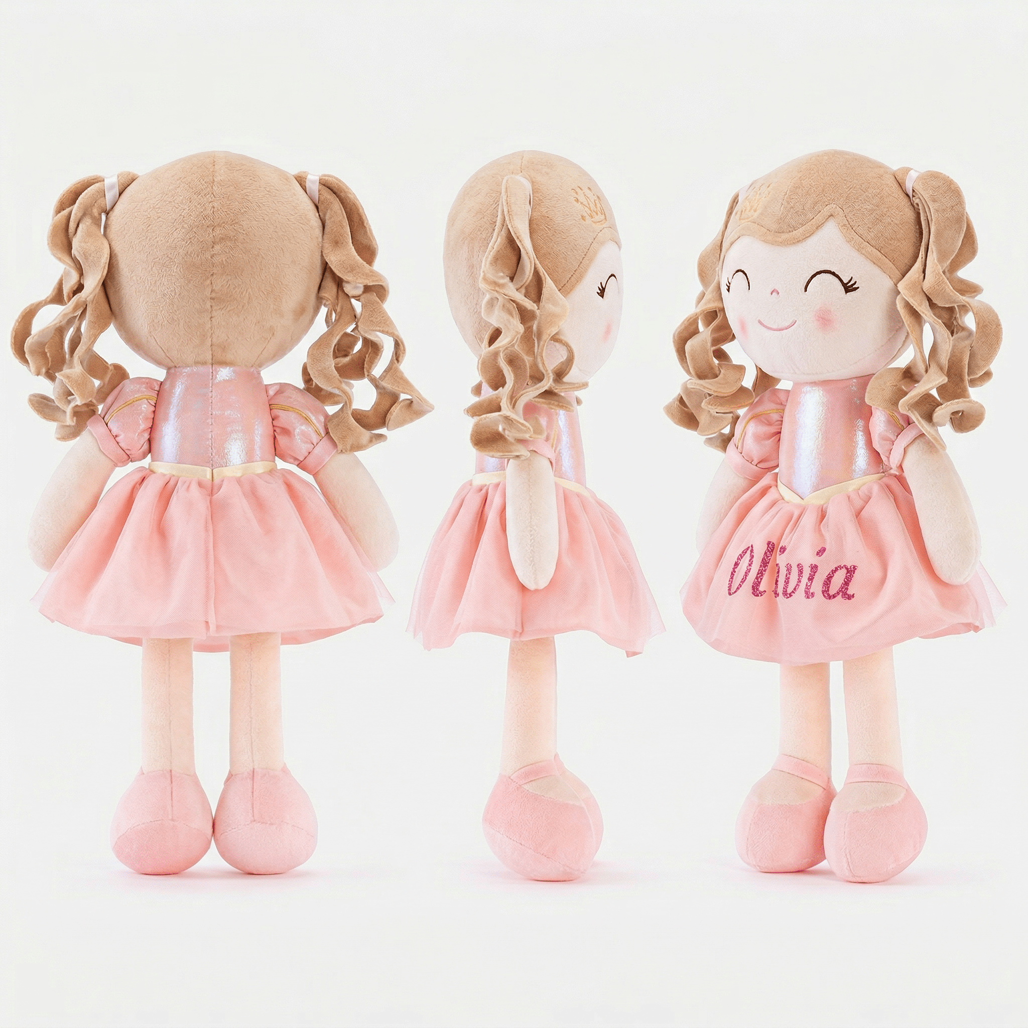 Personalized 16 - inch Gloveleya Crown Princess Doll – Custom Pink Princess - Gloveleya Official