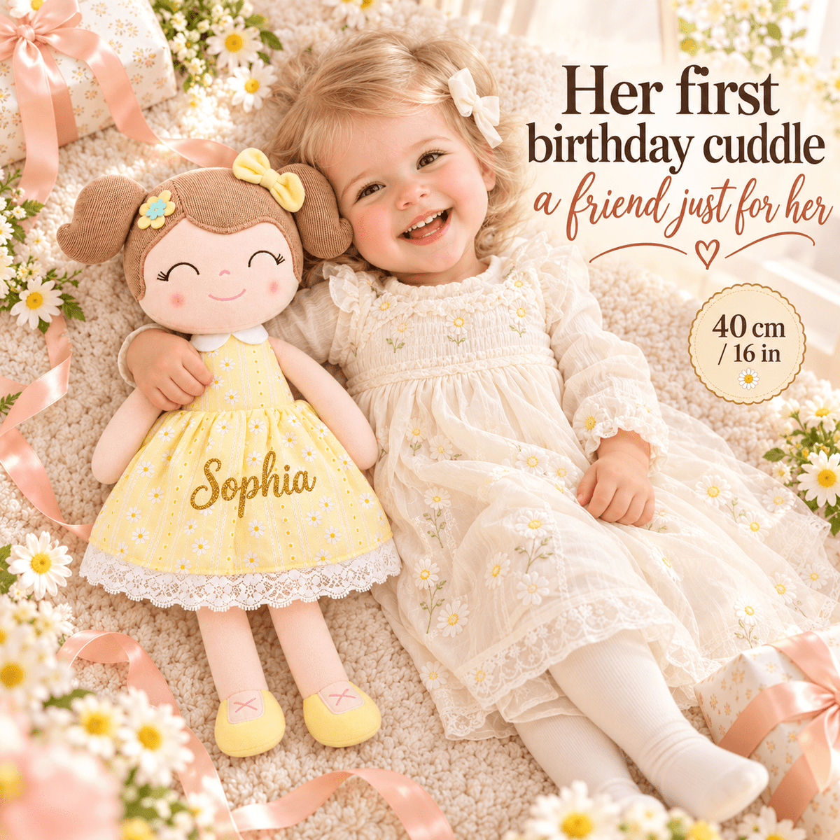 Personalized 16-inch Gloveleya Spring Girl Doll Baby Girls Gifts Plush Toy Yellow - Gloveleya Official