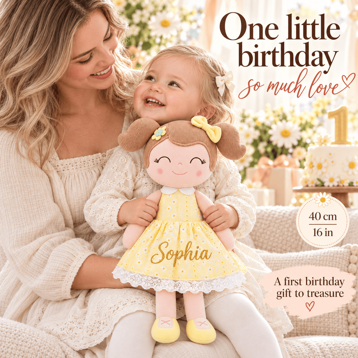 Personalized 16-inch Gloveleya Spring Girl Doll Baby Girls Gifts Plush Toy Yellow - Gloveleya Official