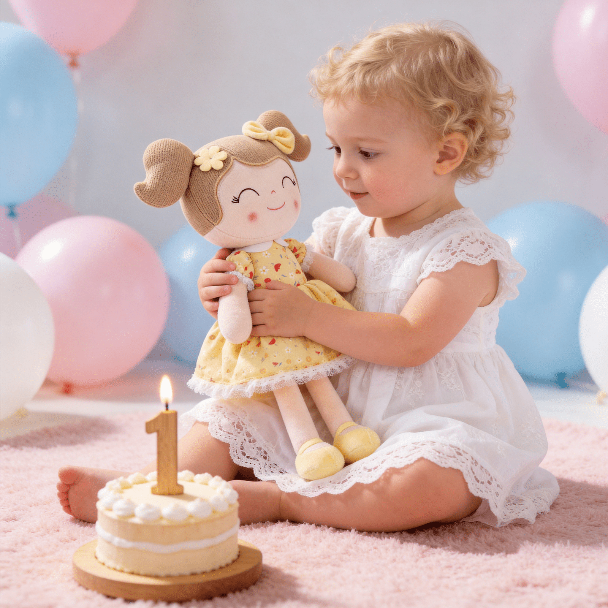 Personalized 16 - inch Gloveleya Spring Girl Doll Baby Girls Gifts Plush Toy Yellow - Gloveleya Official