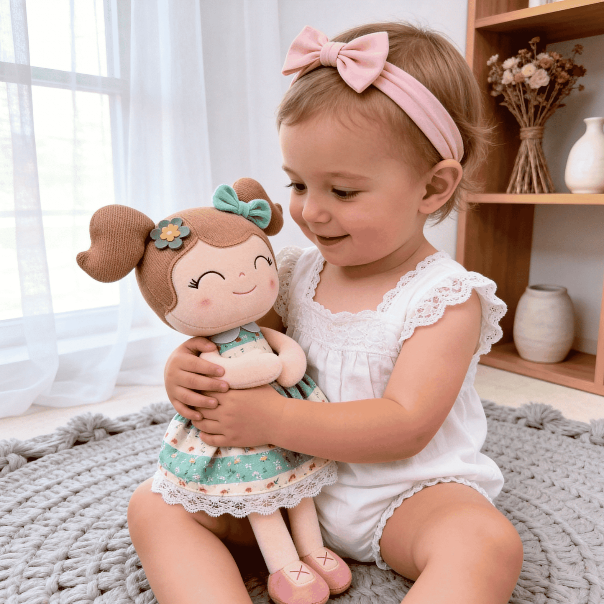 Personalized 16 - inch Gloveleya Spring Girl Doll Green - Gloveleya Official