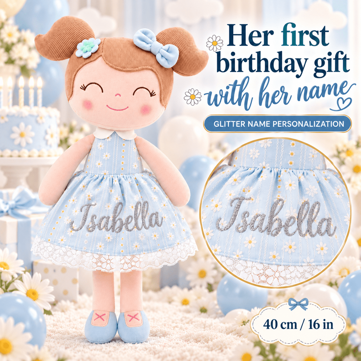 Personalized 16-inch Gloveleya Spring Girls Dolls Blue - Gloveleya Official