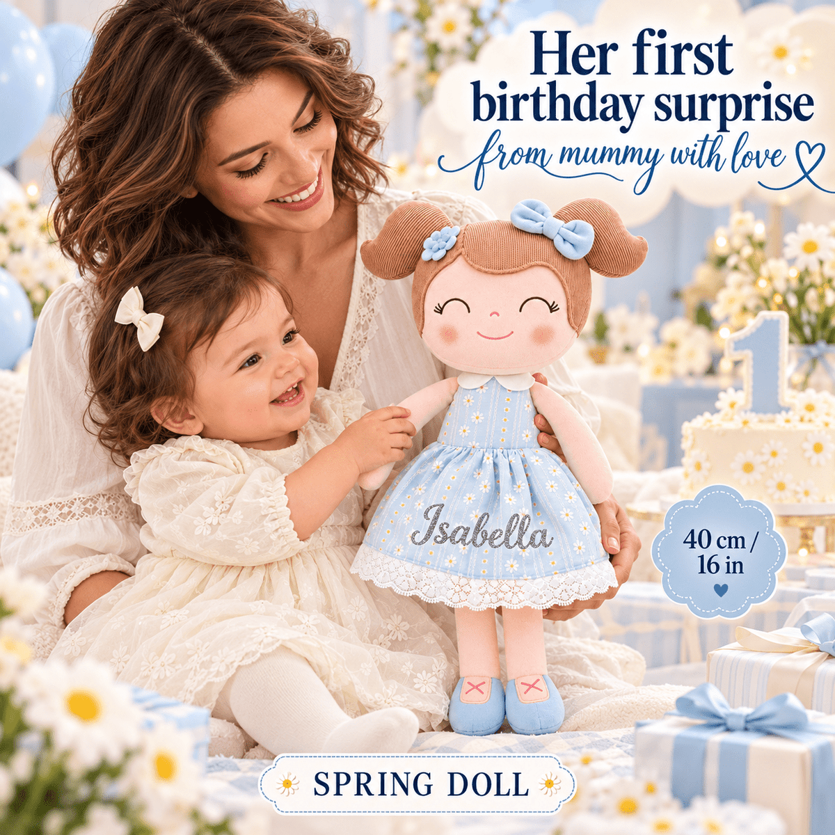 Personalized 16-inch Gloveleya Spring Girls Dolls Blue - Gloveleya Official