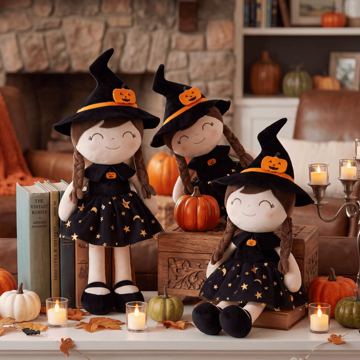 Personalized Black Witch Girl Doll – 16-Inch Halloween Gift for Girls - Gloveleya Official