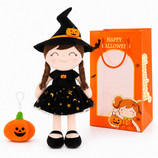 Personalized Black Witch Girl Doll – 16-Inch Halloween Gift for Girls - Gloveleya Official