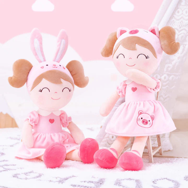 Gloveleya 12-inch Personalized Plush Dolls Animal Costume Dolls Pink Bunny