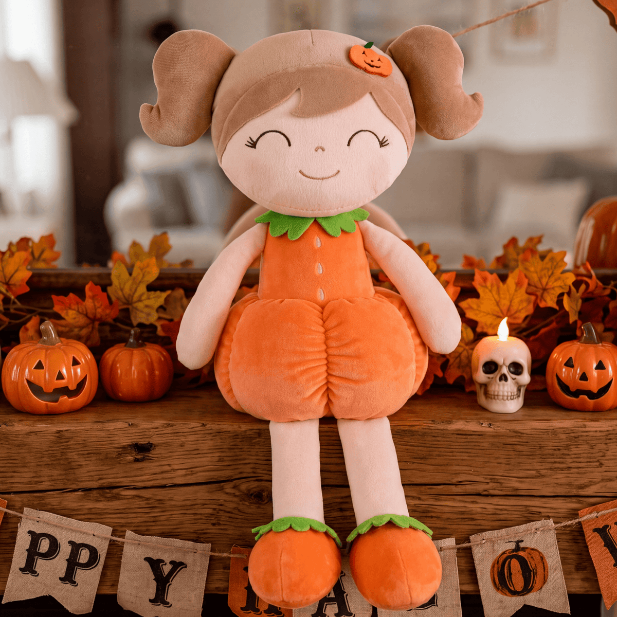 Personalized Halloween Doll Gift Set – Custom Pumpkin Doll & Witch Doll - Gloveleya Official