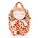 Gloveleya 9-inch Personalized Plush Curly Animal Dolls Backpack Gifts