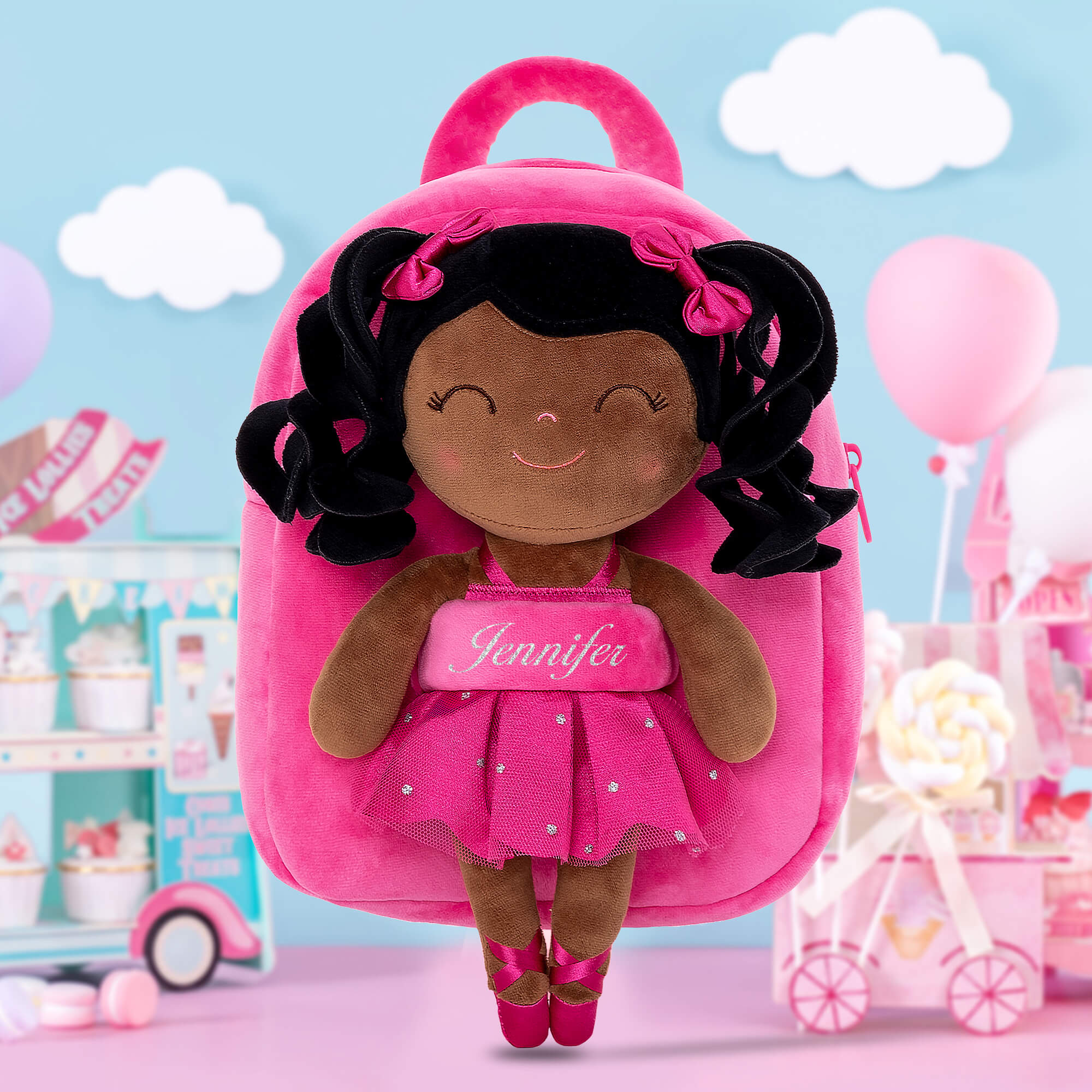 Personalized Curly Ballet Girl Dolls Backpack Series - Gloveleya Offical