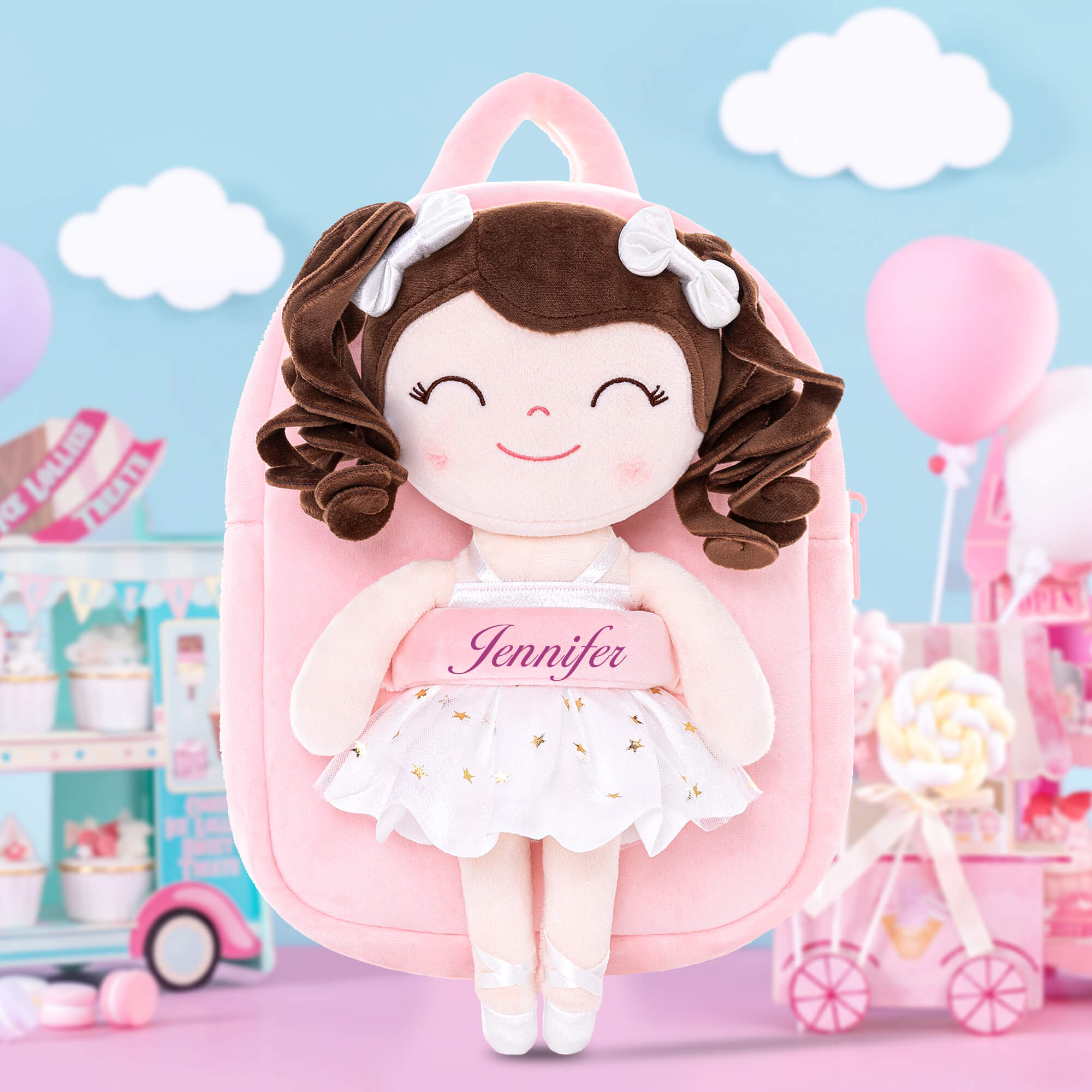 Personalized Curly Ballet Girl Dolls Backpack Series - Gloveleya Offical