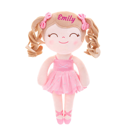 Gloveleya 14-inch Personalized Plush Dolls Curly Ballerina Series Peach Ballet Dream