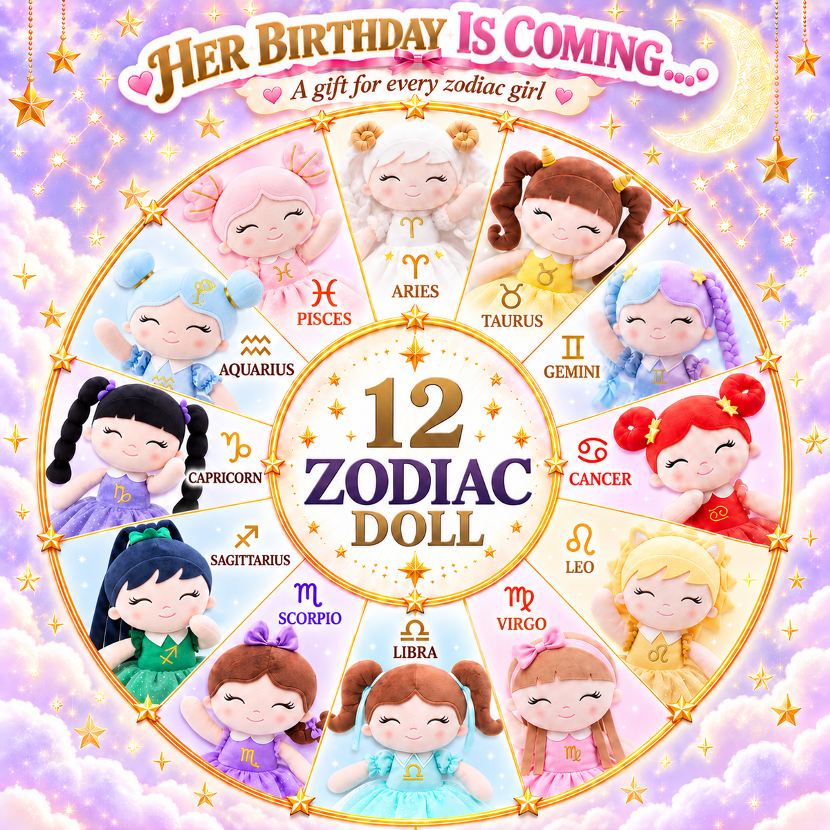 Pisces Zodiac Doll Gift Set – 17-Inch Birthday Gift for Girls - Gloveleya Official