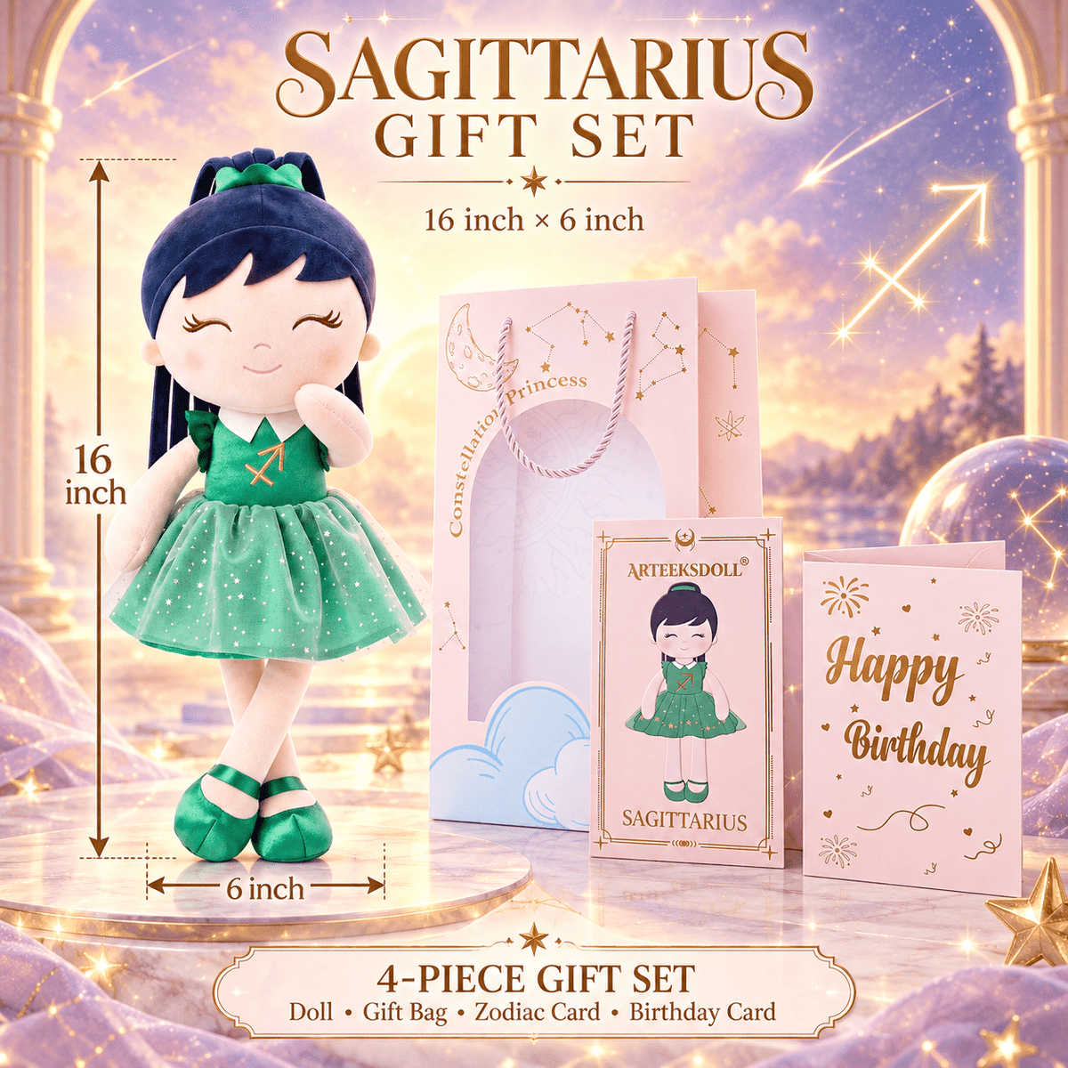 Sagittarius Zodiac Doll Gift Set – 17-Inch Birthday Gift for Girls - Gloveleya Official