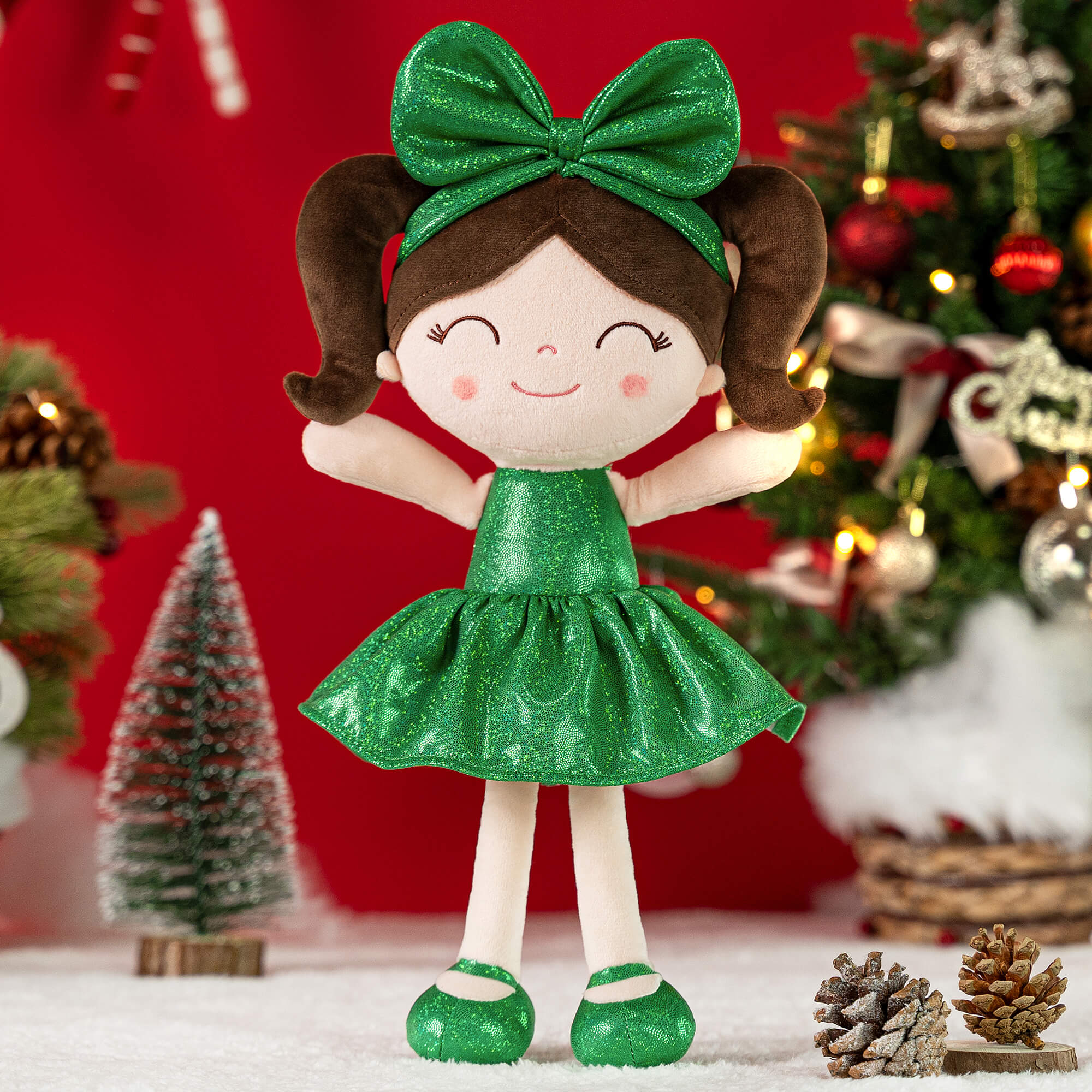 (US Only) Gloveleya 12 - inch Christmas Baby Girl Gifts Plush Doll Green - Gloveleya Official