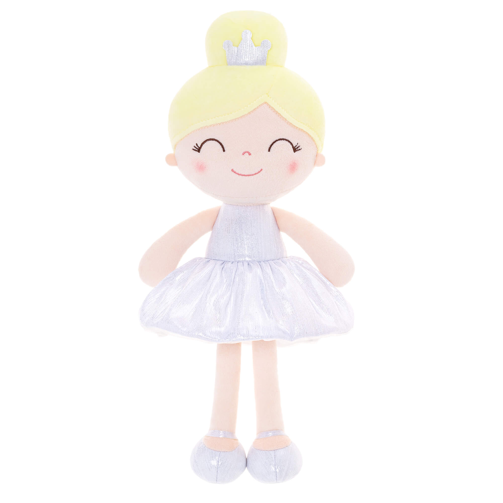 (US Only) Gloveleya 12 - inch Glitter Pinstripe Dress Girl Doll White - Gloveleya Official